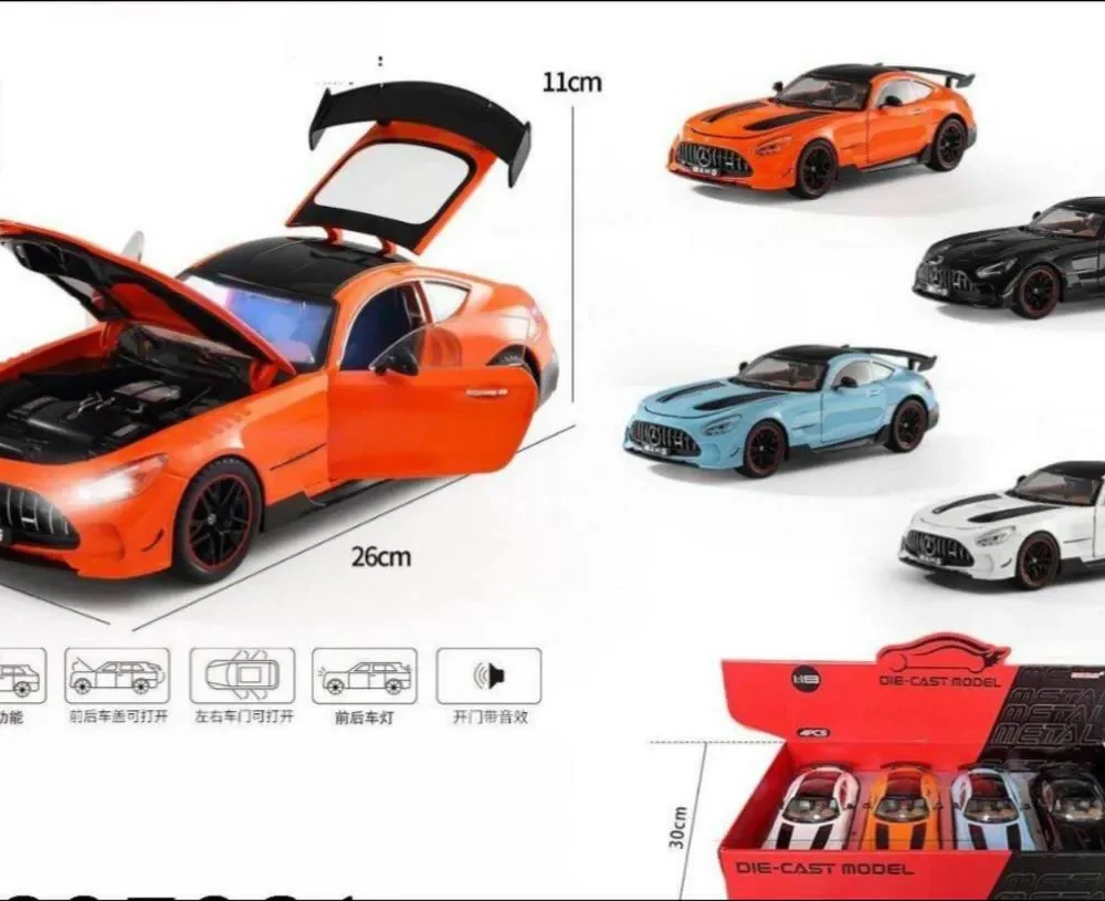 ماشین فلزی بنز amg مقیاس ۱٫۱۸موزیکال چراغدار