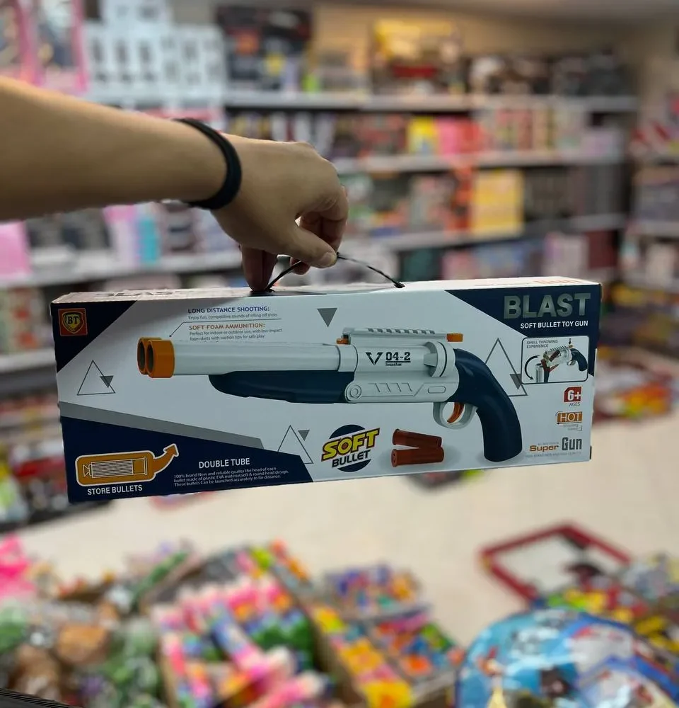 اسباب بازی تفنگ دولول پوکه پران