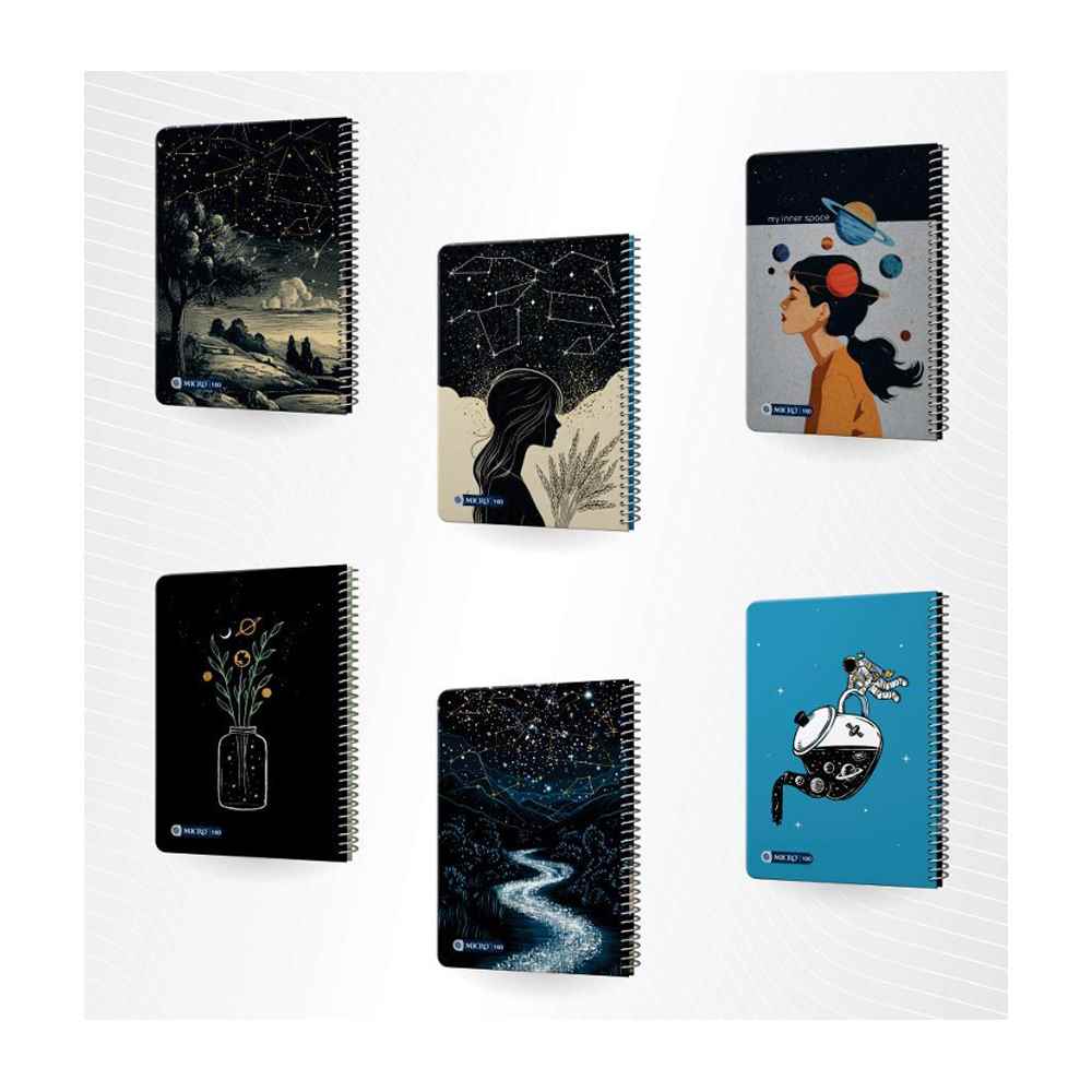 دفتر100برگ وزیری جلد سخت میکرو سری گلکسی طلاکوب کدC77