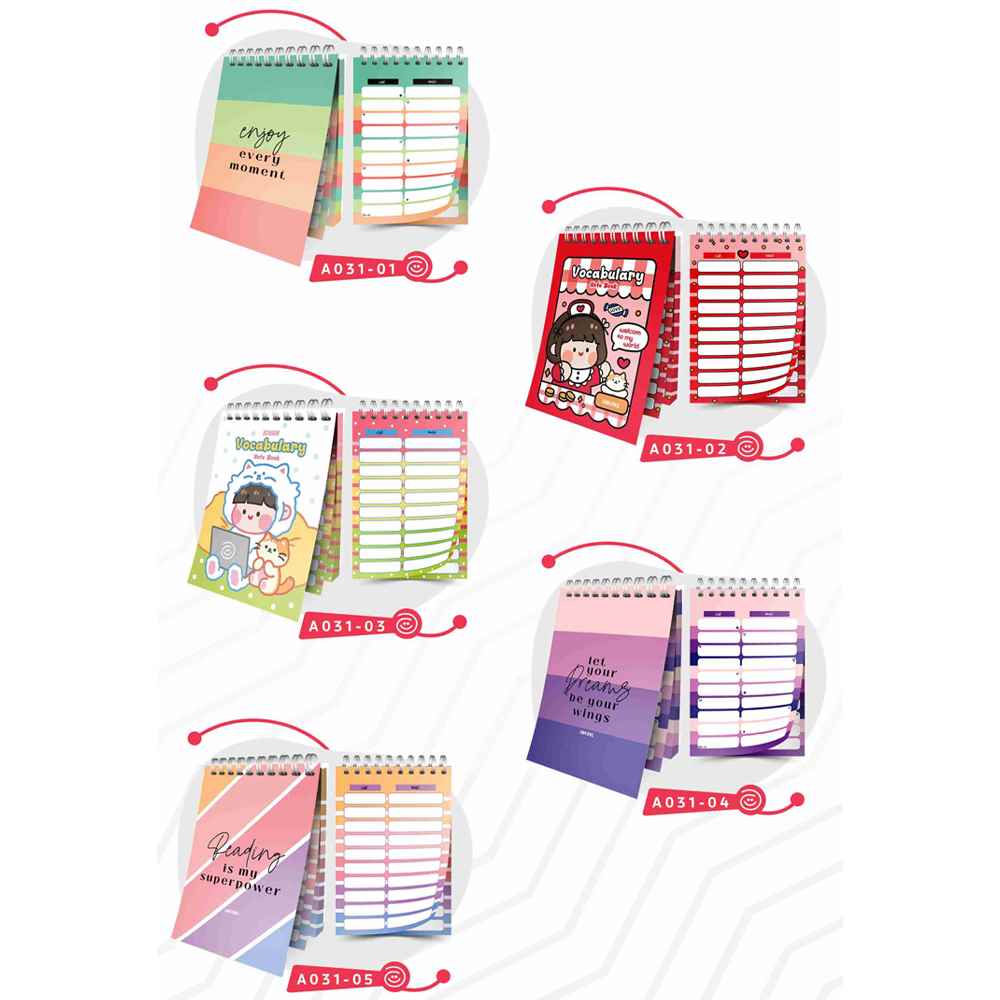 دفترلغت100برگ14*10 سیم از بالا آبرنگ کدA031