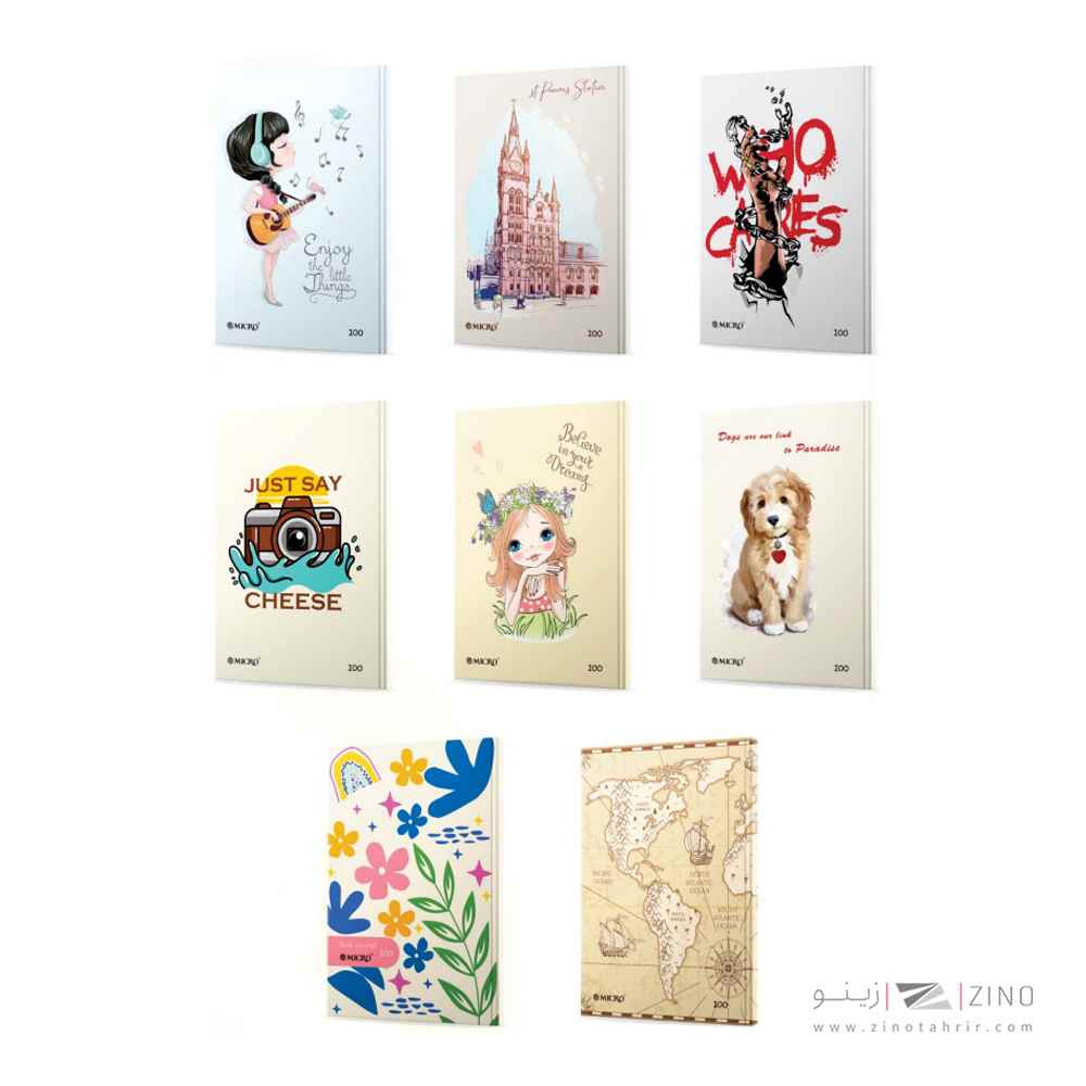 دفتریادداشت100برگ اروپایی15*20جلدسخت ته چسب میکرو کدJ3