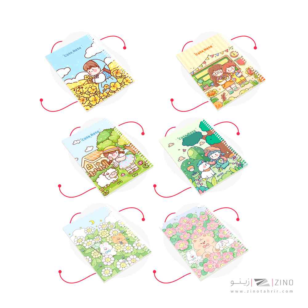 دفتر80برگ وزیری سیمی مجلد آبرنگ کدA056